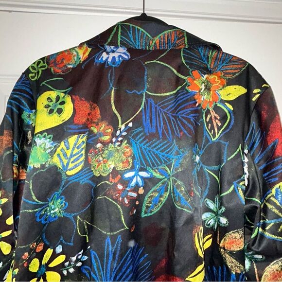 Chico’s Whimsical Floral Print Zipper Front Moto Long Sleeve Jacket Chicos - Picture 8 of 10